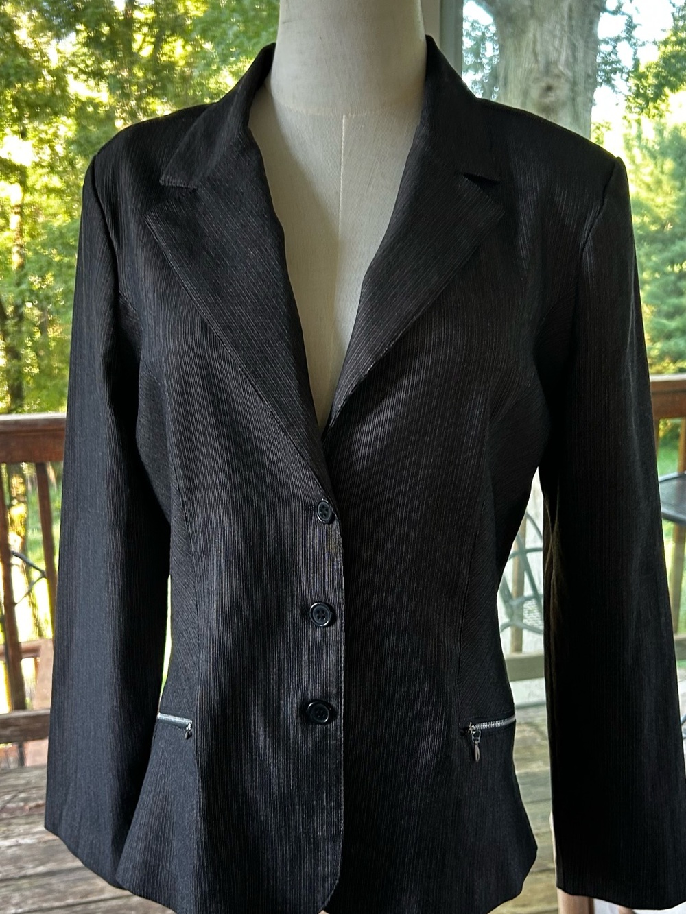 Star City Black Pinstripe Women’s Jacket/Blazer, Sz Small